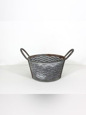 Vintage Galvanized Olive Gathering Basket